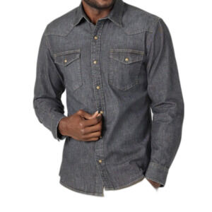 Wrangler Charcoal Denim size 2XL slim fit Snap front shirt
